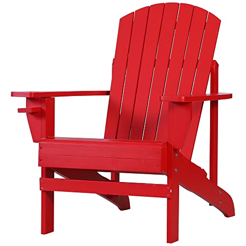 Outsunny Fauteuil de Jardin Adirondack Grand Confort Porte-gobelet intégré Bois de Sapin traité Peint Rouge Outsunny Fauteuil de Jardin Adirondack Grand Confort Porte-gobelet intégré Bois de Sapin traité Peint Rouge