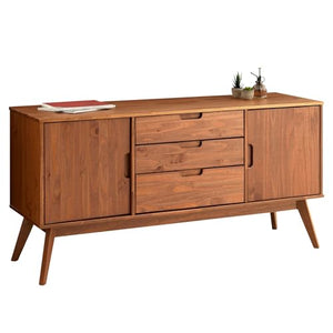 IDIMEX Buffet Tivoli Style scandinave Design Vintage Nordique Commode bahut vaisselier avec 3 tiroirs et 2 Portes battantes, en pin Massif lasuré Brun foncé