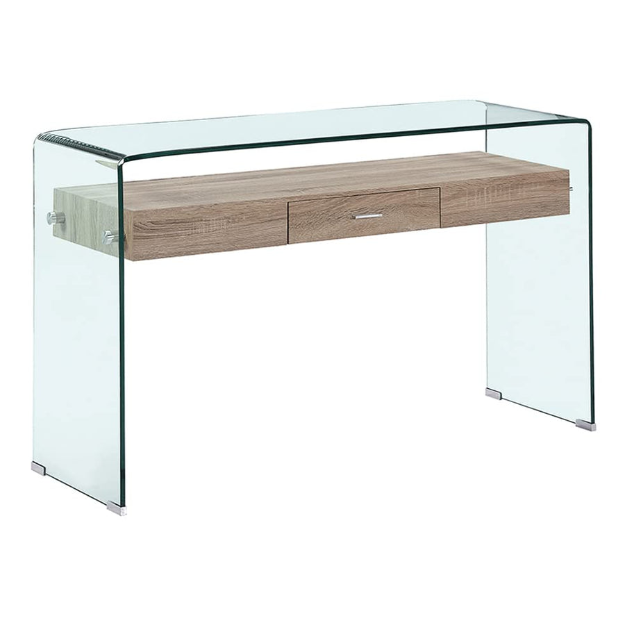 Meubletmoi Console en Verre trempé et Caisson avec tiroir en Bois MDF - Design Contemporain - Ice