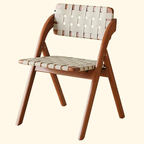 GAOBINGB Chaises de Salle à Manger Pliantes rétro, Chaise Pliable en Bois avec Dossier en Cuir tressé, Chaise sans accoudoirs en Cuir tressé à la Main, chaises d'appoint de Cuisine pour invités, Pet
