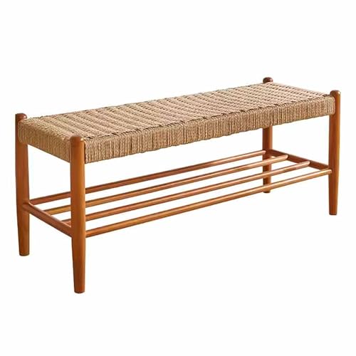 Banc à chaussures en bois de cerisier avec rangement pour entrée, étagère à chaussures pour chambre à coucher, repose-pieds étroit, banc de lit