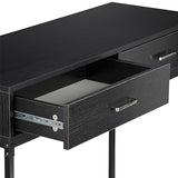 Relaxdays Table Console, Meuble d’appoint 2 tiroirs, HLP 81 x 110 x 42 cm, étroit, Couloir & Salon, Gain de Place, Noir