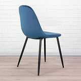 Vaukura Chaise de salle à manger en velours avec pieds noirs (bleu)