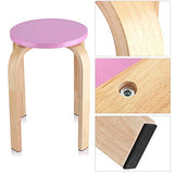 Dioche Tabouret rond empilable, chaise empilable en bois, tabouret de salle de bain et cuisine, tabourets de bar pour salon, chambre à coucher, en bois courbé 40 x 30 x 45,5 cm (Rose)