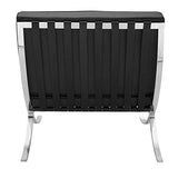 Furnwise Fauteuil de salon moderne en cuir avec cadre en acier inoxydable poli (noir)