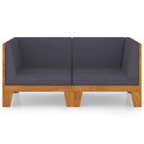 vidaXL Bois d'Acacia Massif Canapé 2 Places avec Coussins Sofa de Terrasse Canapé d'Extérieur Meuble de Terrasse Meuble d'Extérieur Gris Foncé