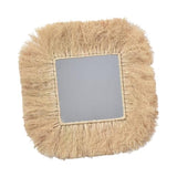 FLCPJGV Miroir de Ferme en Paille tressée, Miroir décoratif, Miroir bohème pour Salle de Bain et Appartement, CarrÉ