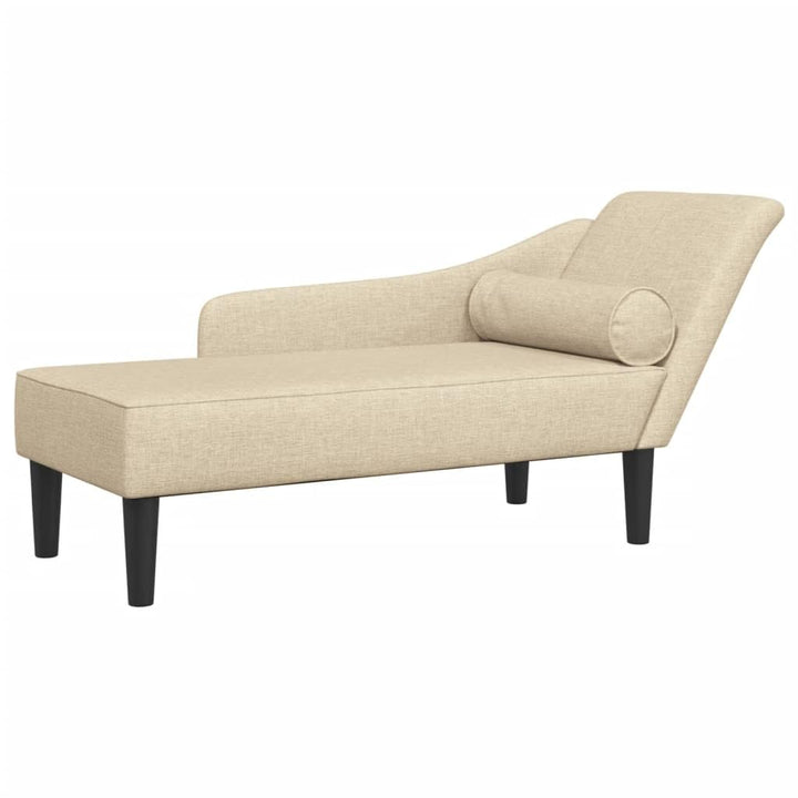 Chaise longue avec coussins crème tissu Chaise longue avec coussins crème tissu