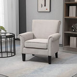 HOMCOM Fauteuil d'ameublement de style nordique avec accoudoirs, fauteuil rembourré en bois et polyester, 79 x 78 x 87 cm, gris et marron