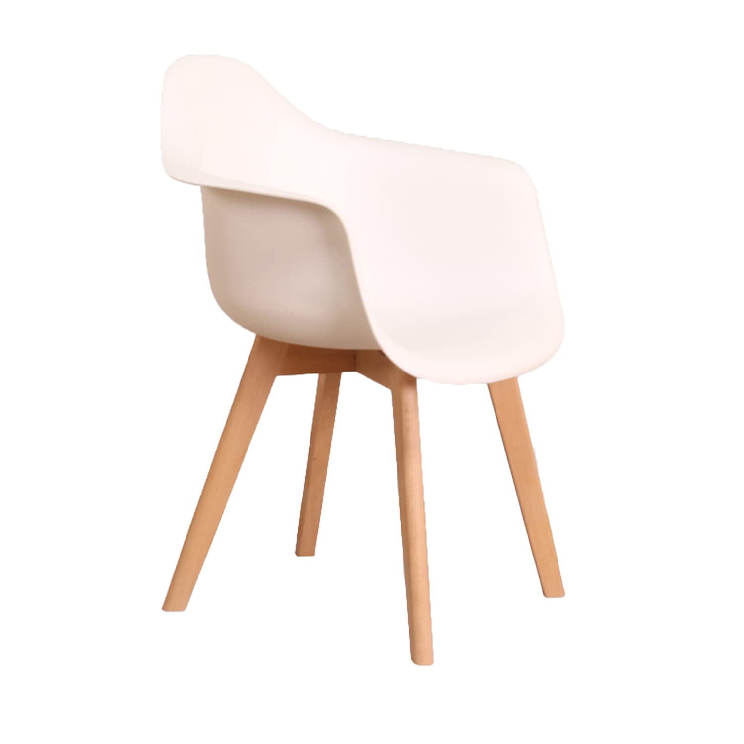 Lot De 4 Chaises De Salle à Manger Modernes - Assise Cuir, Pieds En Hêtre, Design Dossier Creux - Couleur Kaki