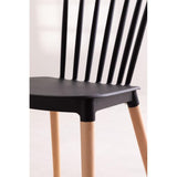 Kosmi Chaise Style scandinave à barreaux modèle Pop - Coque en résine Noire et Pieds en Bois Naturel