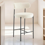 HOMIFAB Lot de 2 tabourets de Bar en Velours côtelé Beige - Evora