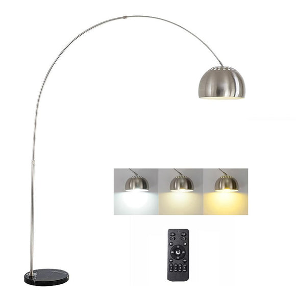 ACMHNC Lampadaire à Arc LED Salon, Lampadaire sur Pied LED Dimmable avec Télécommande, E27 Lampe arquée Moderne avec Interrupteur au Pied, Tête Orientable, Réglable en Hauteur