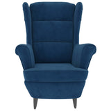 SKM Fauteuil à Oreilles avec Tabouret Bleu Velours, Weight:26.85 kg,3115930
