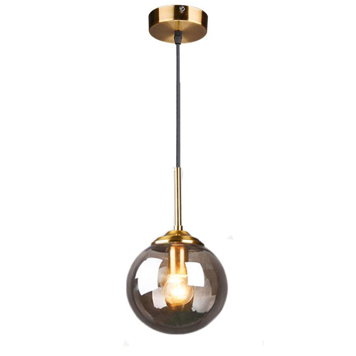 MZStech Globe en verre Loft rétro industriel Suspension, lustre en grappe Lampe suspendue Fixation Raccords en laiton (Gris)