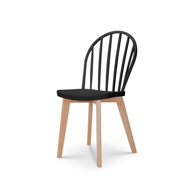 Kosmi Chaise de Salle à Manger EMY Noire avec Pieds en Bois Kosmi Chaise de Salle à Manger EMY Noire avec Pieds en Bois