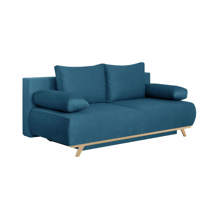 HOMIFAB Canapé Convertible 3 Places avec Coffre de Rangement en Tissu Bleu Canard - Laria HOMIFAB Canapé Convertible 3 Places avec Coffre de Rangement en Tissu Bleu Canard - Laria