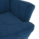 SKM Fauteuil à Oreilles avec Tabouret Bleu Velours, Weight:26.85 kg,3115930