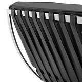 Furnwise Fauteuil de salon moderne en cuir avec cadre en acier inoxydable poli (noir)