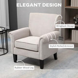 HOMCOM Fauteuil d'ameublement de style nordique avec accoudoirs, fauteuil rembourré en bois et polyester, 79 x 78 x 87 cm, gris et marron