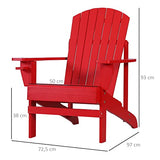 Outsunny Fauteuil de Jardin Adirondack Grand Confort Porte-gobelet intégré Bois de Sapin traité Peint Rouge