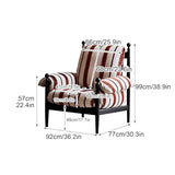 Fauteuil Moderne en Lin Rayé, Petit Fauteuil Rembourré avec Pieds en Bois, pour Chambre et Lecture(Red)