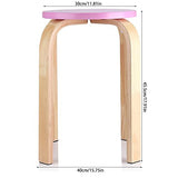 Dioche Tabouret rond empilable, chaise empilable en bois, tabouret de salle de bain et cuisine, tabourets de bar pour salon, chambre à coucher, en bois courbé 40 x 30 x 45,5 cm (Rose)