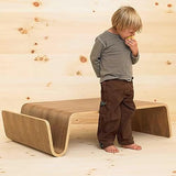 MESCXTY Table Basse incurvée en Bois, Table Moderne et Tendance avec Rangement, côté créatif pour Salon, Porte-revues (111 x 71 x 28 cm, Noyer)