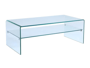 Vente-unique - Table Basse STILEOS - Double Plateau - Verre trempé