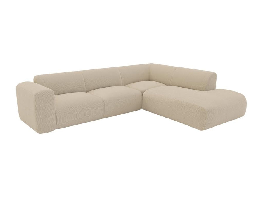 Vente-unique - Grand canapé d'angle Droit avec Dossier méridienne en Tissu texturé Beige POGNI de Maison Céphy
