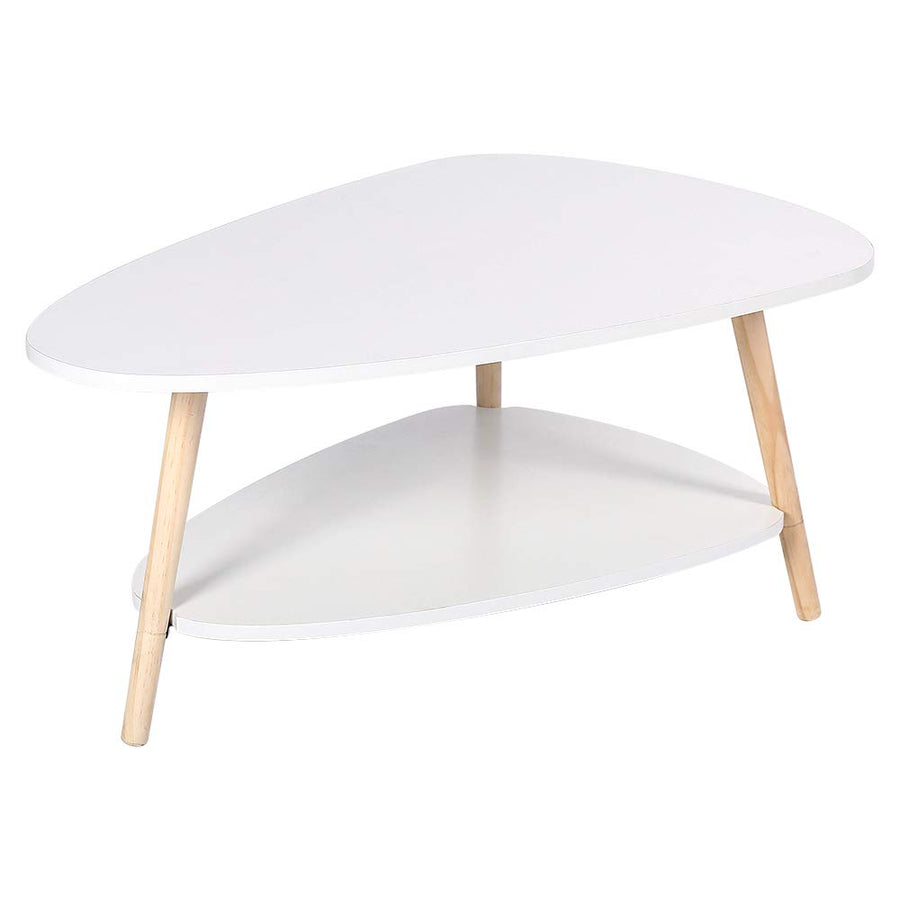 Belfoyer Table Basse Ovale scandinave, Table Basse Ovale avec 2 Tablettes Table Style Nordique, Blanc Naturel Belfoyer Table Basse Ovale scandinave, Table Basse Ovale avec 2 Tablettes Table Style Nordique, Blanc Naturel
