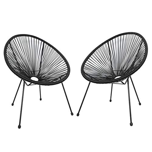 Ambientehome Lot de 2 fauteuils Acapulco - Noir