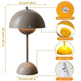 Lampe de table LED rouge foncé en forme de pot de fleurs – Lampe de bureau tactile sans fil à intensité variable avec batterie – 3 modes de luminosité – Lumière décorative rétro pour chambre à