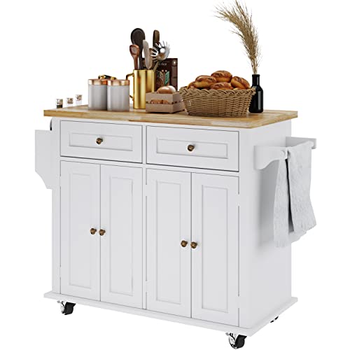 SogesHome Chariot de Cuisine avec Rangement et Buffet avec roulettes Chariot de Bar avec Grand comptoir avec Porte-Serviettes et étagère à épices 2 tiroirs armoires à 2 Portes Blanc et érable SogesHome Chariot de Cuisine avec Rangement et Buffet avec roulettes Chariot de Bar avec Grand comptoir avec Porte-Serviettes et étagère à épices 2 tiroirs armoires à 2 Portes Blanc et érable