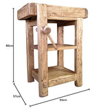Biscottini Table Haute 82x57x64 cm Made in Italy | Meuble Cuisine en Bois Massif | Établi Pliant | Table Haut Cuisine en Bois