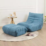 BEDOIN Chaise au coin du feu avec ottoman, canapé au sol paresseux, tatami, chaise longue, canapé moderne pour salon, chambre à coucher, salon, bleu lac