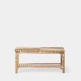 KLAST Banc en Rotin Naturel Kina avec Coussins Déhoussables, Idéale comme Pied de Lit ou Banc, Fabriquée à la Main avec Variations de Couleur