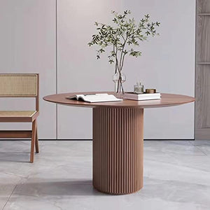 Table de salle à manger ronde en bois de pin avec socle en bois – Parfaite pour la cuisine, la salle à manger ou le restaurant – Design élégant et simple en bois massif – Idéal pour les pauses café de