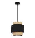 Light-Home Boho Abat Jour Suspension Luminaire Lustre - Moderne Abat Jour Plafond pour Chambre Salon et Cuisine - Métal et Tissu - E27 - À 1 Lumières - Noir et Jute