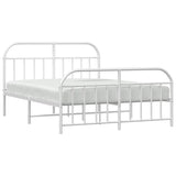 vidaXL Cadre de lit métal avec tête de lit/Pied de lit Blanc 140x200cm, lit Double, Meuble de Chambre à Coucher, lit d'invité, lit