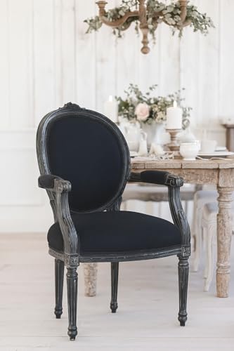 Fauteuil médaillon royal « Château Monfort » - Chaise baroque faite à la main - Modèle français du XIXe siècle - Cadre en bois avec sculptures et rembourrage - Dimensions : environ 94-98 × 63-67 cm