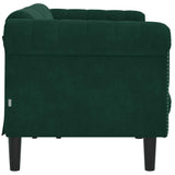 SooIarix Canapé 3 places en velours vert foncé, design moderne, tissu rembourré doux, pieds en bois stables, canapé confortable pour le salon