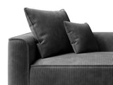 Vente-unique - Méridienne Droite en Velours côtelé Gris Anthracite PINETA