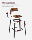 VASAGLE Tabouret Bar Industriel, Lot de 2, Chaise Bar Cuisine, avec Dossier, Cadre en Acier, Montage Facile, Style Industriel, Marron Rustique et Noir d'encre LBC078B01