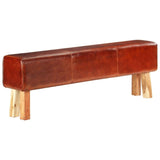 SKM Banc Saut de Cheval 160 cm Marron Cuir Véritable et manguier-607