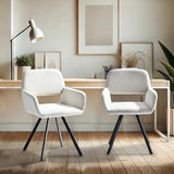 39F Furniture Dream Lot de 2 chaises de Bureau Modernes Beiges, Design pivotant, Fauteuil rembourré à 360° pour Cuisine, Bureau, Salon, Beige, 57 x 53 x 81,5 cm