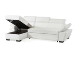Vente-unique - Canapé d'angle Convertible en Cuir JONOVA - Blanc - Angle Gauche