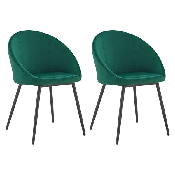 Happy Garden Lot de 2 chaises Vintage Diane en Velours Vert, Pieds en métal