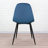 Vaukura Chaise de salle à manger en velours avec pieds noirs (bleu)