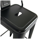 Tabouret de Bar en métal Noir Mat Style Industriel - avec Dossier - Hauteur 66cm